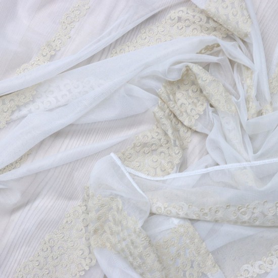 8128 140x260 cm Wholesale Rustic Sewn Tulle Curtain Living and Bedroom Curtains 3 Models 100% Polyester