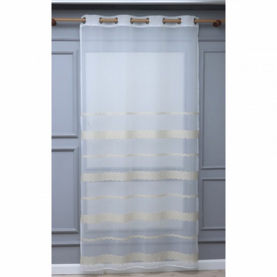 8128 140x260 cm Wholesale Rustic Sewn Tulle Curtain Living and Bedroom Curtains 3 Models 100% Polyester
