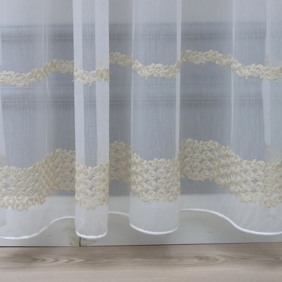 8128 140x260 cm Wholesale Rustic Sewn Tulle Curtain Living and Bedroom Curtains 3 Models 100% Polyester