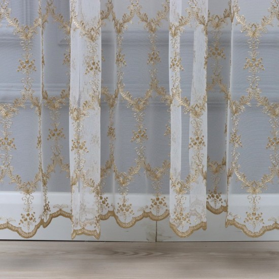 8134 140x260 cm Wholesale Rustic Sewn Tulle Curtain Living and Bedroom Curtains 6 Models 100% Polyester