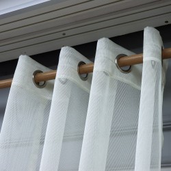 Buff 140x260 cm Wholesale Rustic Sewn Tulle Curtain Living and Bedroom Curtains 3 Models 100% Polyester