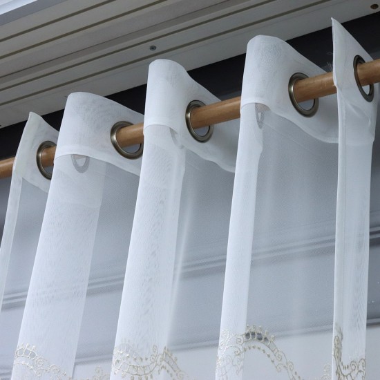 Martis 140x260 cm Wholesale Rustic Sewn Tulle Curtain Living and Bedroom Curtains 3 Models 100% Polyester