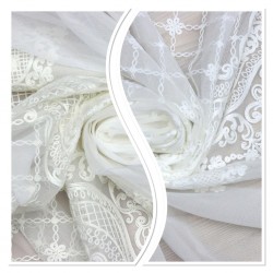 Natural-100 V--1 Wholesale Brode Embroidered Tulle Curtain Fabrics Living Room and Bedroom Curtains 2 Models 100% Polyester