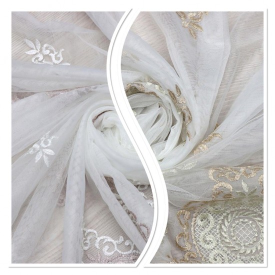 Pera V--80 Wholesale Brode Embroidered Tulle Curtain Fabrics Living Room and Bedroom Curtains 2 Models 100% Polyester
