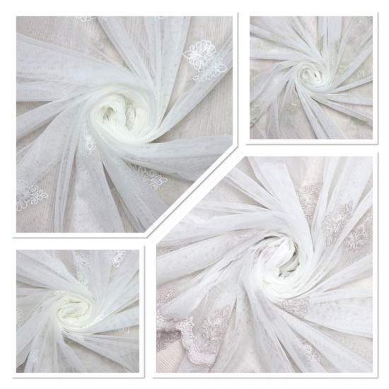 Roma V-2 Wholesale Brode Embroidered Tulle Curtain Fabrics Living Room and Bedroom Curtains 4 Models 100% Polyester