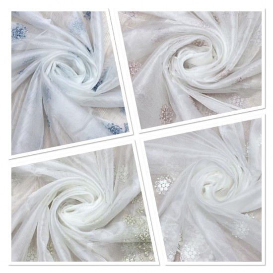 Tebriz V--3 Wholesale Brode Embroidered Tulle Curtain Fabrics Living Room and Bedroom Curtains 4 Models 100% Polyester