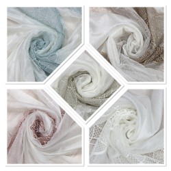 Venüs V--40 Wholesale Brode Embroidered Tulle Curtain Fabrics Living Room and Bedroom Curtains 5 Models 100% Polyester