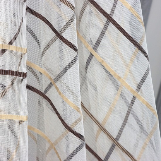 Asgard V-2 Wholesale Striped Transparent Tulle Curtain Fabrics Living Room and Bedroom Curtains 7 Models 100% Polyester