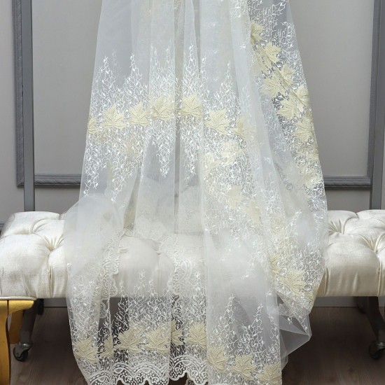 Tara V-1 Wholesale Embroidered Tulle Curtain Fabrics Living Room and Bedroom Curtains 3 Models 100% Polyester