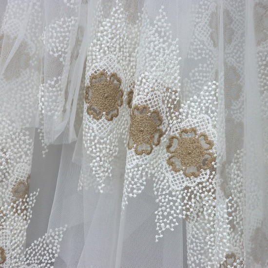 Odin V-3 Wholesale Embroidered Tulle Curtain Fabrics Living Room and Bedroom Curtains 3 Models 100% Polyester