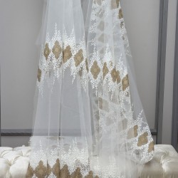 Desen-971 V-1 Wholesale Brode Tulle Curtain Fabrics Living Room and Bedroom Curtains 2 Models 100% Polyester