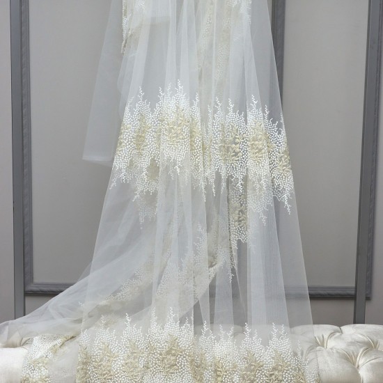 Desen-981 V--1 Wholesale Brode Tulle Curtain Fabrics Living Room and Bedroom Curtains 2 Models 100% Polyester