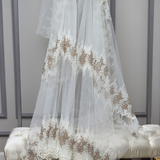 Desen-981 V-2 Wholesale Brode Tulle Curtain Fabrics Living Room and Bedroom Curtains 2 Models 100% Polyester