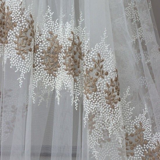 Desen-981 V-2 Wholesale Brode Tulle Curtain Fabrics Living Room and Bedroom Curtains 2 Models 100% Polyester
