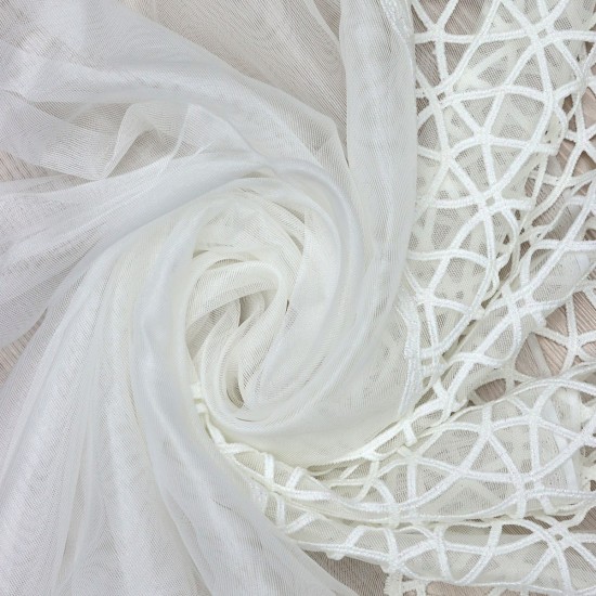 Dünya Wholesale  30cm Embroidered Tulle Curtain Fabrics Living Room and Bedroom Curtains 100% Polyester