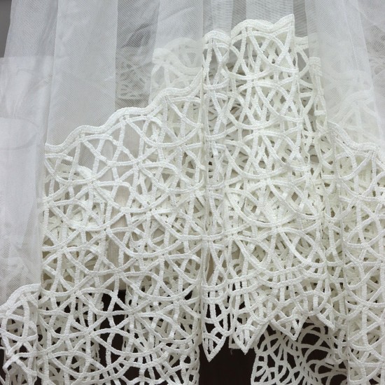 Dünya V--20 Wholesale 3 Row Embroidered Tulle Curtain Fabrics Living Room and Bedroom Curtains 4 Models 100% Polyester