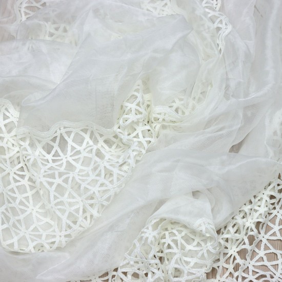 Dünya V--20 Wholesale 3 Row Embroidered Tulle Curtain Fabrics Living Room and Bedroom Curtains 4 Models 100% Polyester