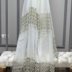 Dünya V-21 Wholesale 3 Row Embroidered Tulle Curtain Fabrics Living Room and Bedroom Curtains 4 Models 100% Polyester