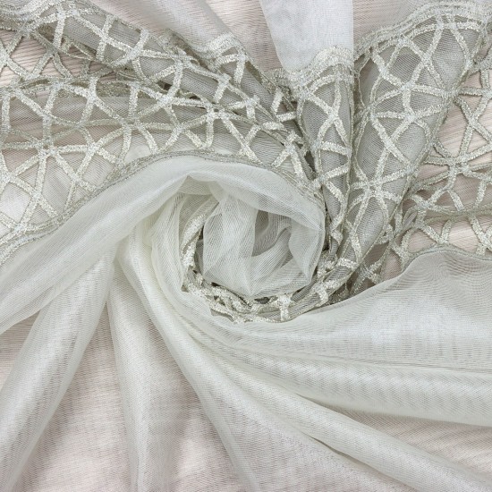 Dünya V-21 Wholesale 3 Row Embroidered Tulle Curtain Fabrics Living Room and Bedroom Curtains 4 Models 100% Polyester