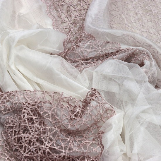 Dünya V-22 Wholesale 3 Row Embroidered Tulle Curtain Fabrics Living Room and Bedroom Curtains 4 Models 100% Polyester