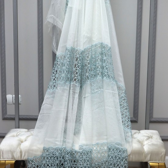 Dünya V-23 Wholesale 3 Row Embroidered Tulle Curtain Fabrics Living Room and Bedroom Curtains 4 Models 100% Polyester