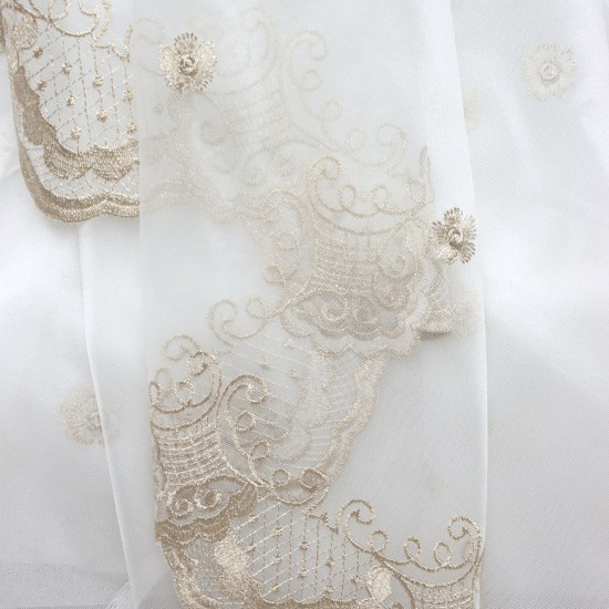 Florensiya V-18 Wholesale Embroidered  Brode Tulle Curtain Fabrics Living Room and Bedroom Curtains 4 Models 100% Polyester