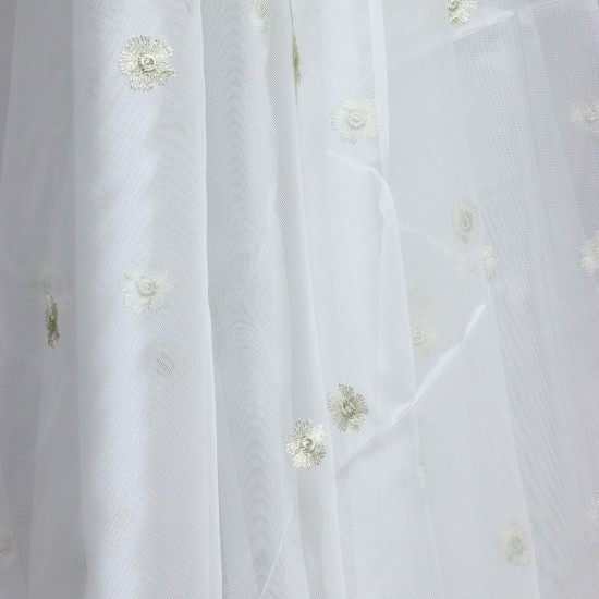 Florensiya V-4 Wholesale Embroidered  Brode Tulle Curtain Fabrics Living Room and Bedroom Curtains 4 Models 100% Polyester