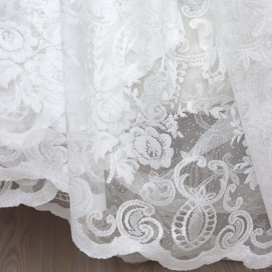 Hür-125 V--1 Wholesale Brode Embroidered Tulle Curtain Fabrics Living Room and Bedroom Curtains 2 Models 100% Polyester