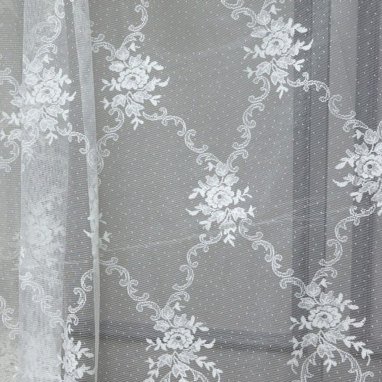 Hür-125 V-2 Wholesale Brode Embroidered Tulle Curtain Fabrics Living Room and Bedroom Curtains 2 Models 100% Polyester