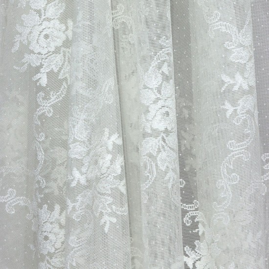 Hür-125 V-2 Wholesale Brode Embroidered Tulle Curtain Fabrics Living Room and Bedroom Curtains 2 Models 100% Polyester