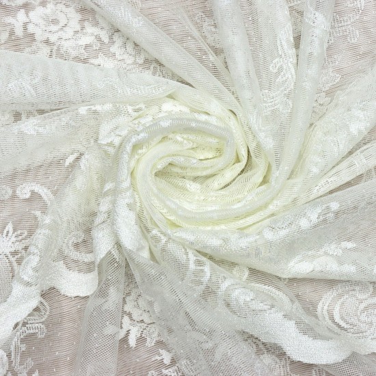 Hür-125 V-2 Wholesale Brode Embroidered Tulle Curtain Fabrics Living Room and Bedroom Curtains 2 Models 100% Polyester