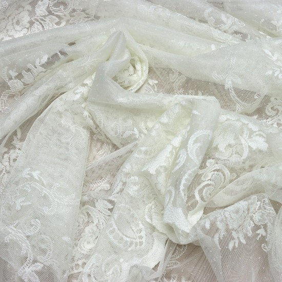 Hür-125 V-2 Wholesale Brode Embroidered Tulle Curtain Fabrics Living Room and Bedroom Curtains 2 Models 100% Polyester