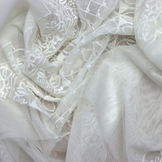 Kanaviçe-1  Wholesale Brode Tulle Curtain Fabrics Living Room and Bedroom Curtains  100% Polyester