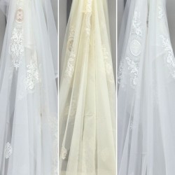 Kuşadası V--51 Wholesale Embroidered Brode Tulle Curtain Fabrics Living Room and Bedroom Curtains 3 Models 100% Polyester