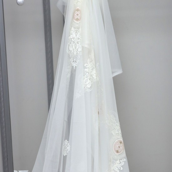 Kuşadası V--51 Wholesale Embroidered Brode Tulle Curtain Fabrics Living Room and Bedroom Curtains 3 Models 100% Polyester