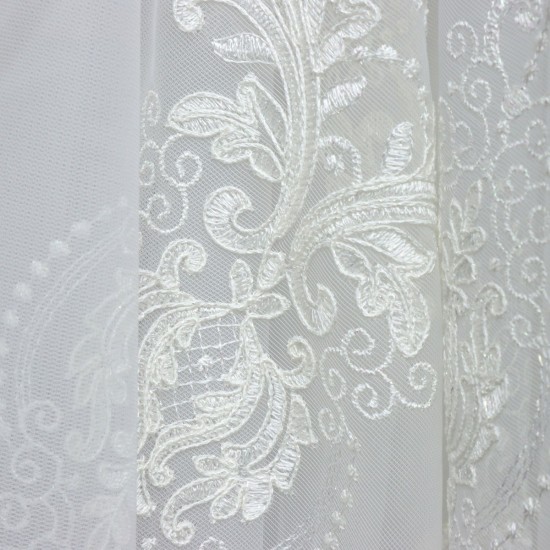 Kuşadası V--51 Wholesale Embroidered Brode Tulle Curtain Fabrics Living Room and Bedroom Curtains 3 Models 100% Polyester