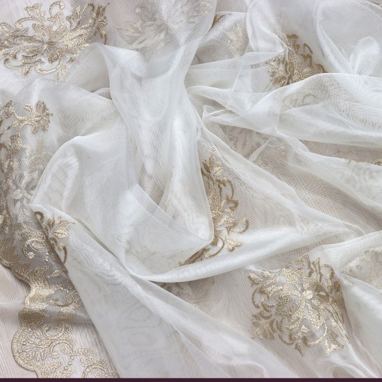 Madrid V-18 Wholesale Colorful Embroidered Tulle Curtain Fabrics Living Room and Bedroom Curtains 4 Models 100% Polyester