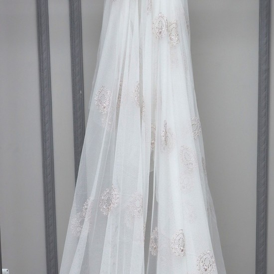 Milano V-5 Wholesale Brode Embroidered Tulle Curtain Fabrics Living Room and Bedroom Curtains 3 Models 100% Polyester