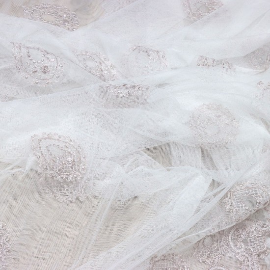 Milano V-5 Wholesale Brode Embroidered Tulle Curtain Fabrics Living Room and Bedroom Curtains 3 Models 100% Polyester