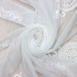 Nakış V-2 Wholesale Brode Embroidered Tulle Curtain Fabrics Living Room and Bedroom Curtains 5 Models 100% Polyester