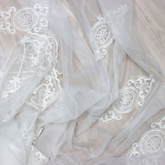 Nakış V-2 Wholesale Brode Embroidered Tulle Curtain Fabrics Living Room and Bedroom Curtains 5 Models 100% Polyester