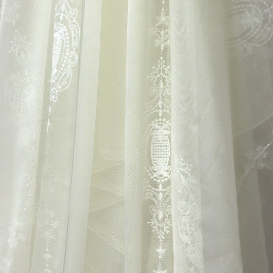 Nakış V-4 Wholesale Brode Embroidered Tulle Curtain Fabrics Living Room and Bedroom Curtains 5 Models 100% Polyester