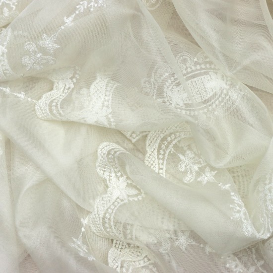 Nakış V-4 Wholesale Brode Embroidered Tulle Curtain Fabrics Living Room and Bedroom Curtains 5 Models 100% Polyester