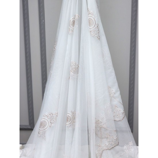 Nakış V-5 Wholesale Brode Embroidered Tulle Curtain Fabrics Living Room and Bedroom Curtains 5 Models 100% Polyester