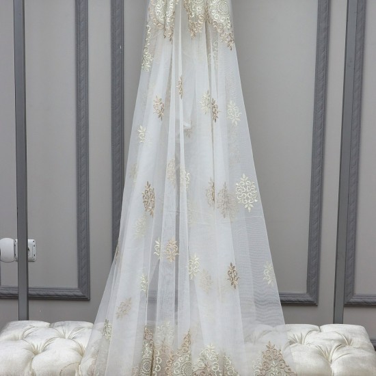 Pera V--80 Wholesale Brode Embroidered Tulle Curtain Fabrics Living Room and Bedroom Curtains 2 Models 100% Polyester