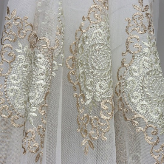 Pera V--80 Wholesale Brode Embroidered Tulle Curtain Fabrics Living Room and Bedroom Curtains 2 Models 100% Polyester