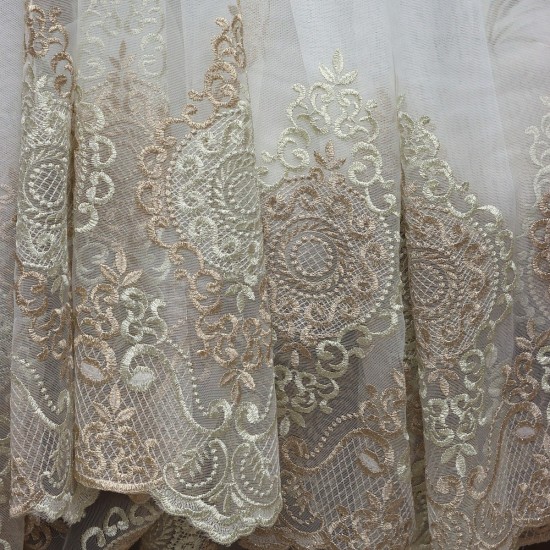 Pera V--80 Wholesale Brode Embroidered Tulle Curtain Fabrics Living Room and Bedroom Curtains 2 Models 100% Polyester