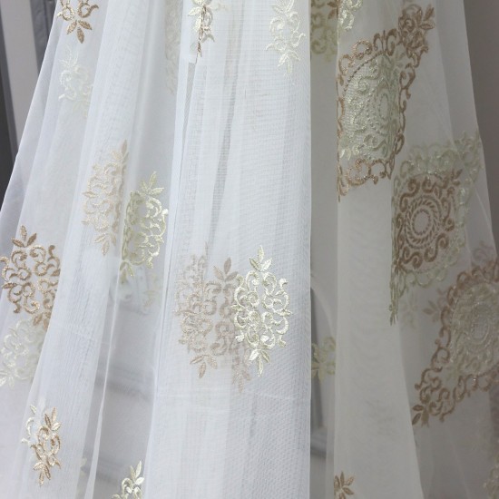 Pera V--80 Wholesale Brode Embroidered Tulle Curtain Fabrics Living Room and Bedroom Curtains 2 Models 100% Polyester