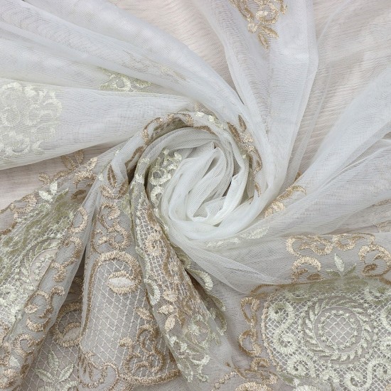 Pera V--80 Wholesale Brode Embroidered Tulle Curtain Fabrics Living Room and Bedroom Curtains 2 Models 100% Polyester
