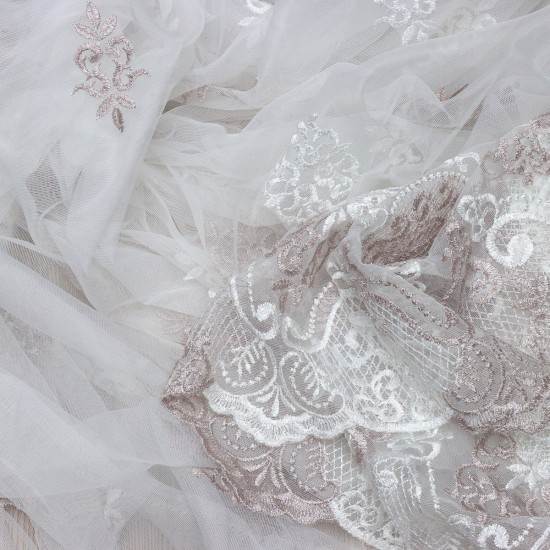 Pera V-81 Wholesale Brode Embroidered Tulle Curtain Fabrics Living Room and Bedroom Curtains 2 Models 100% Polyester